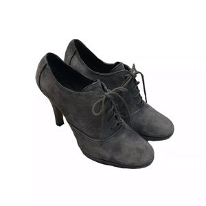Joan & David Circa Suede Booties Heeled Lace Up Gray Sz 9.5